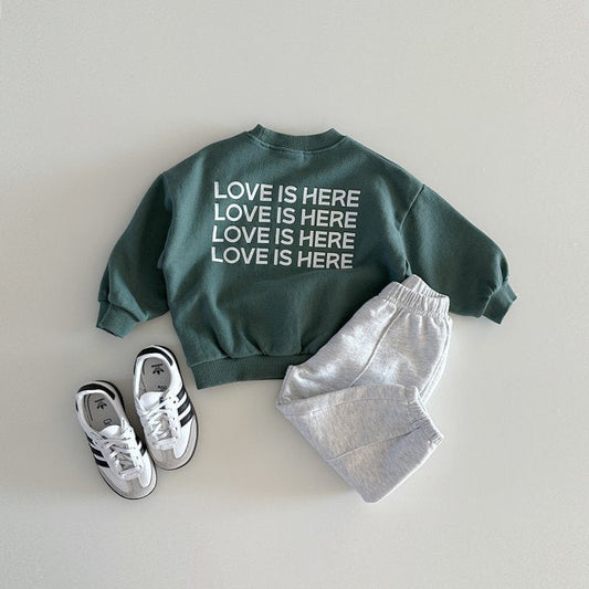 Back Letter Printed Crew Neck Sweatshirt