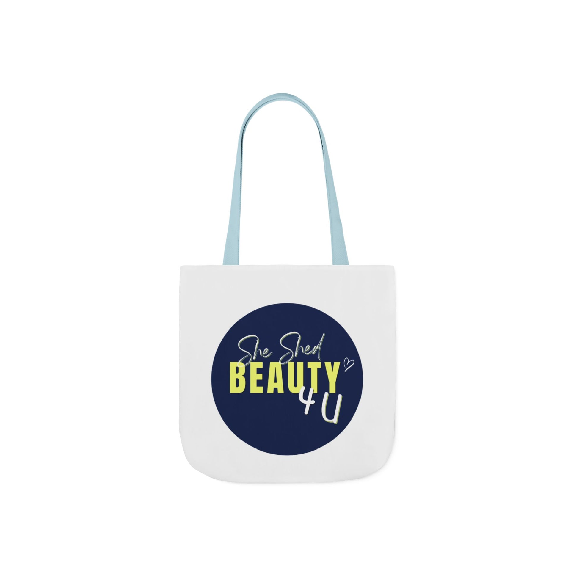 Canvas Tote — "She Shed Beauty 4U" Circle Graphic