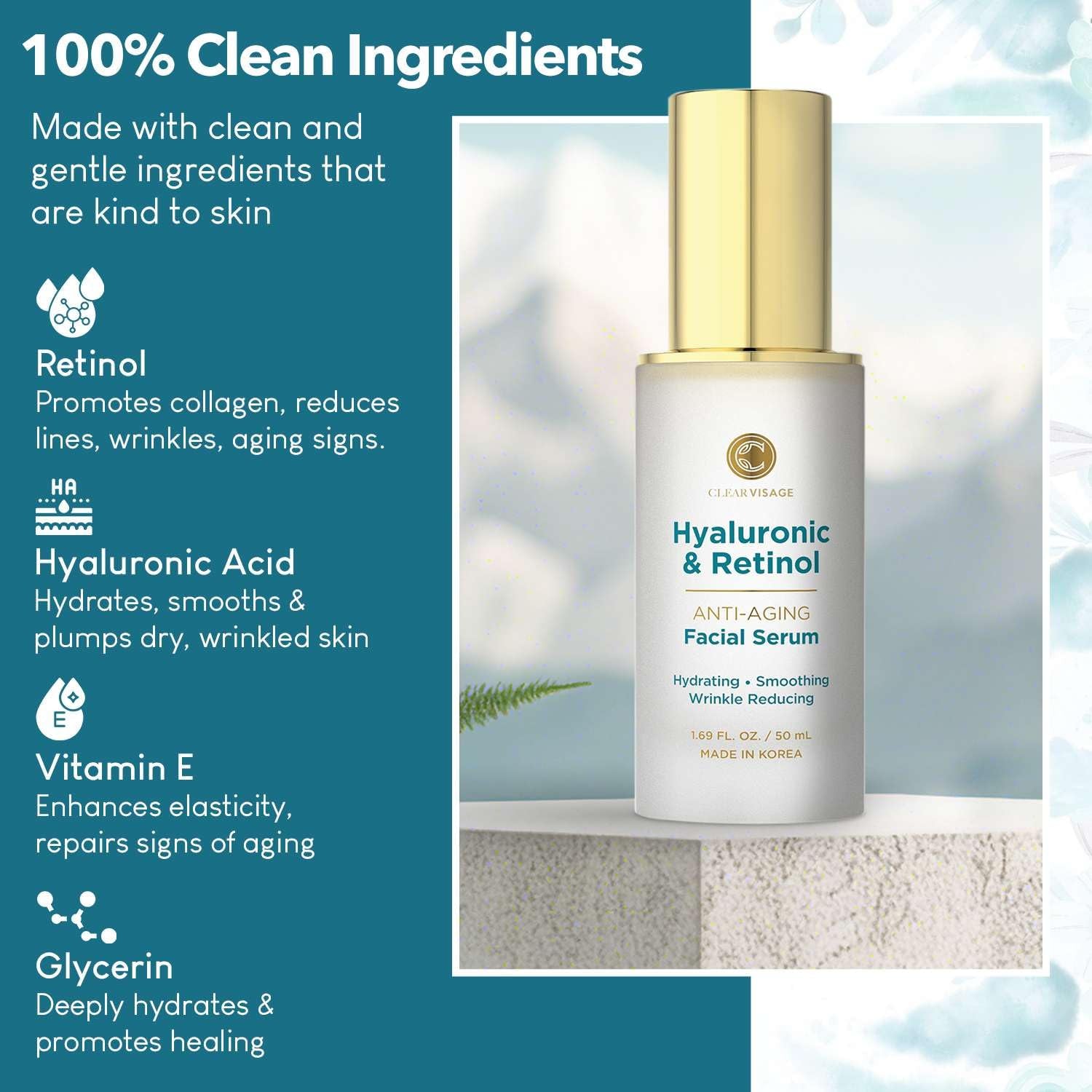 Hyaluronic Acid Retinol Serum Anti Aging Radiant Skin Care