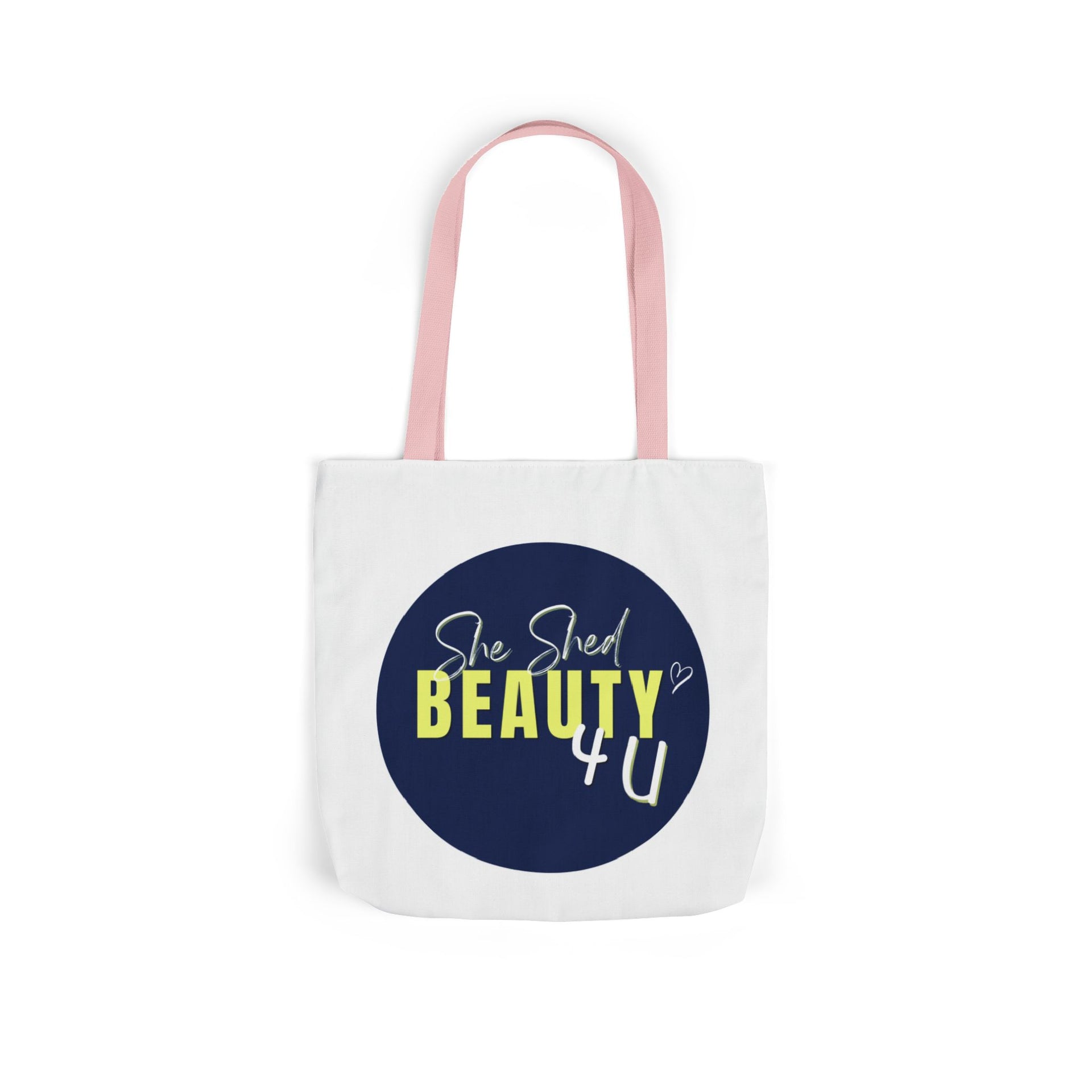 Canvas Tote — "She Shed Beauty 4U" Circle Graphic