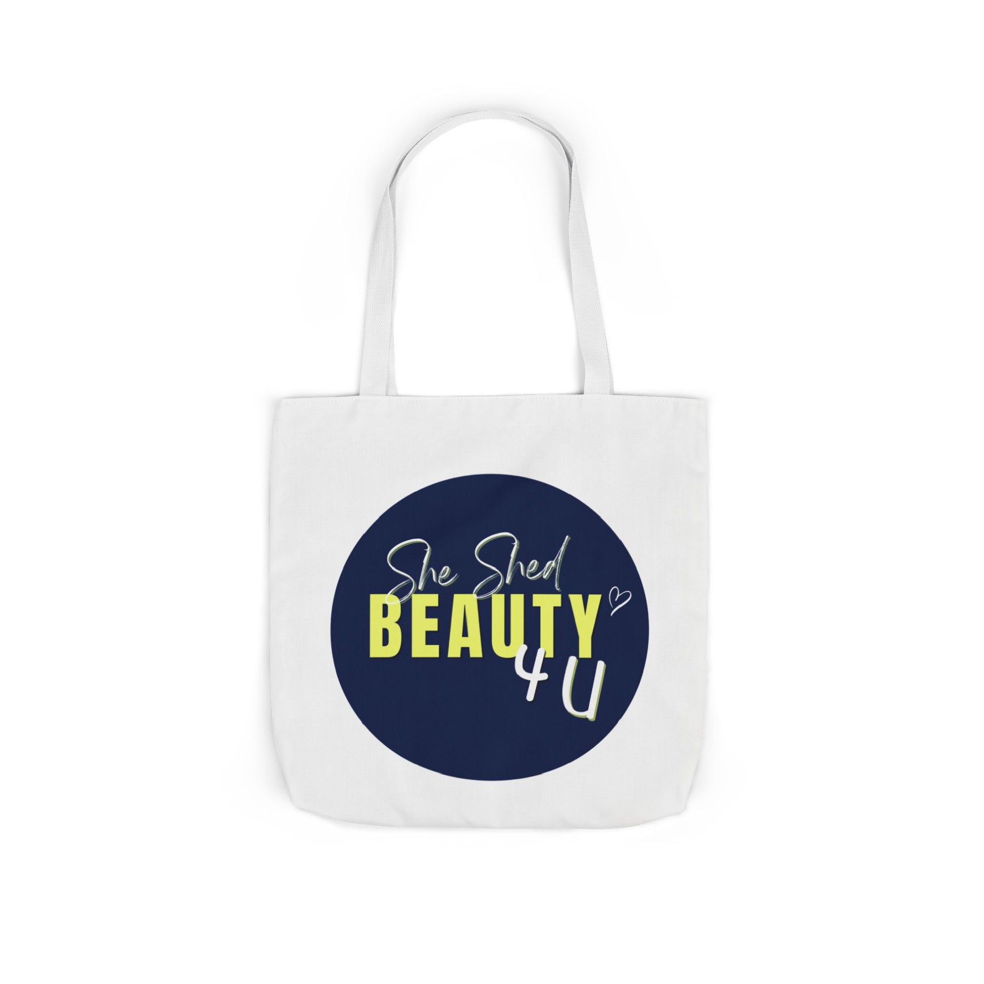 Canvas Tote — "She Shed Beauty 4U" Circle Graphic
