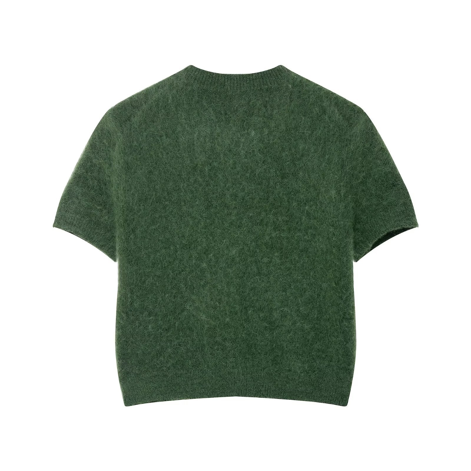Early Autumn Women Office Knitwear Round Neck Short Sleeve