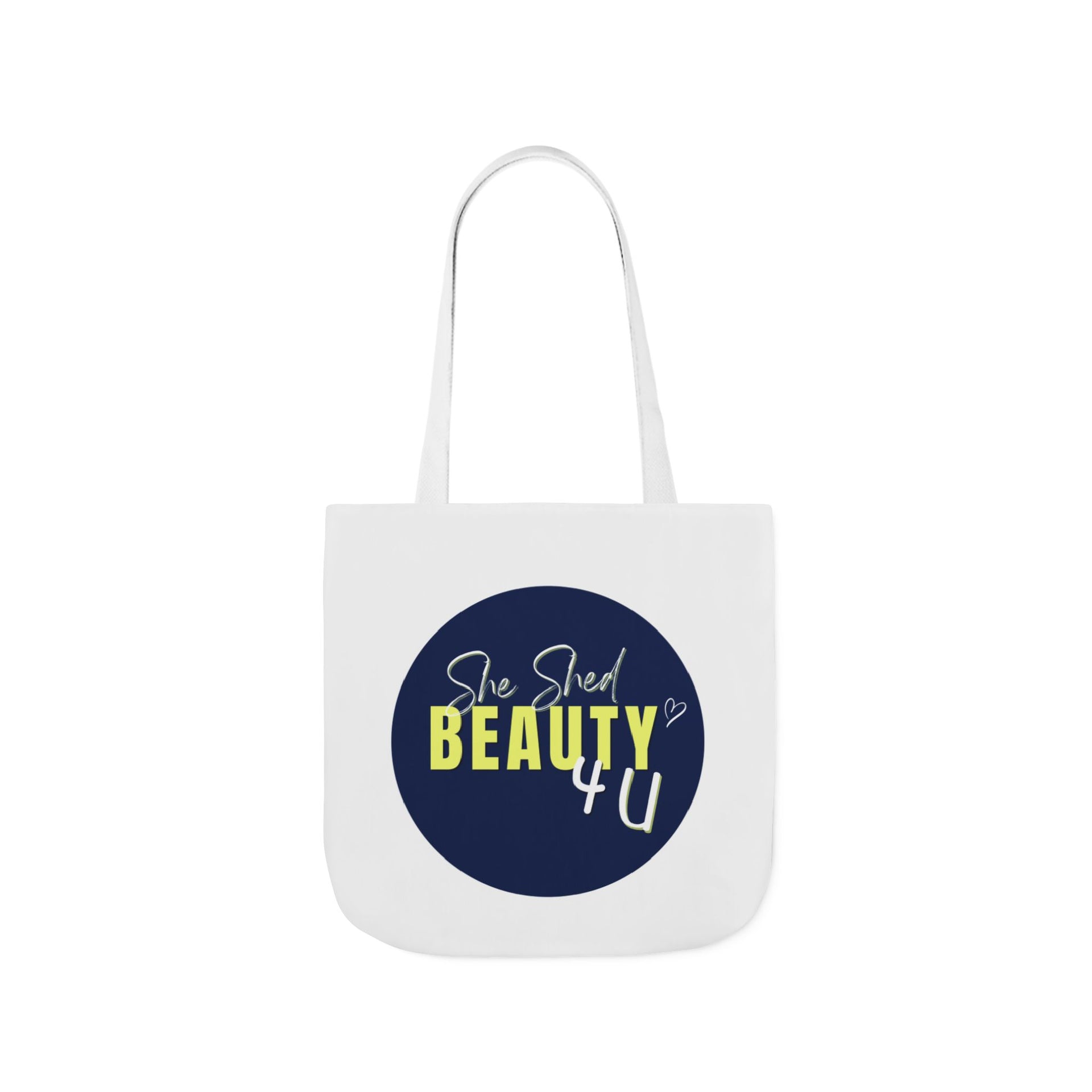 Canvas Tote — "She Shed Beauty 4U" Circle Graphic