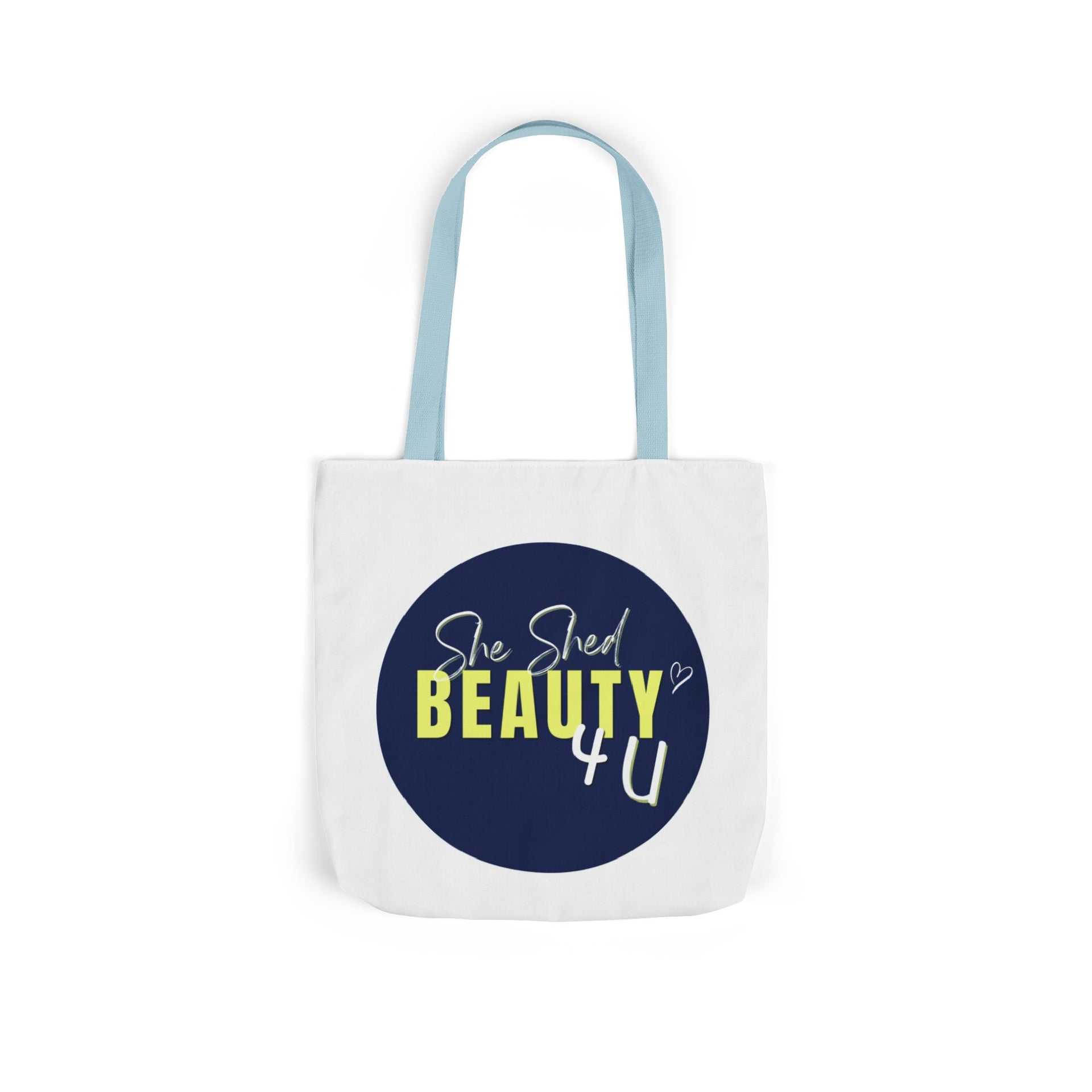 Canvas Tote — "She Shed Beauty 4U" Circle Graphic