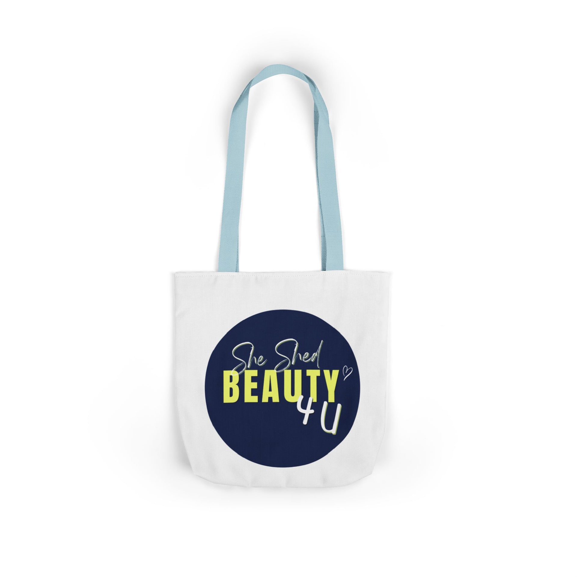 Canvas Tote — "She Shed Beauty 4U" Circle Graphic