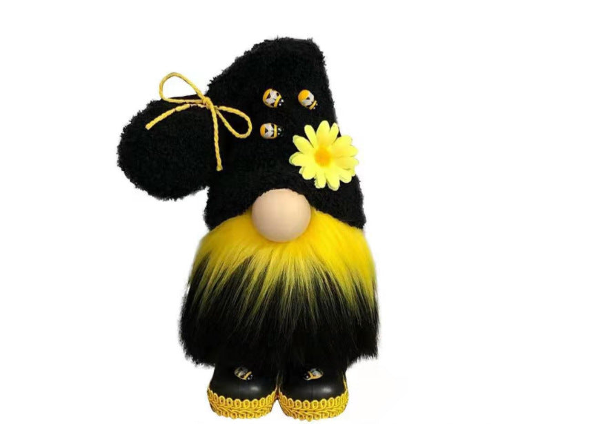 Sunflower Bumble Bee Striped Gnome Scandinavian Honey Bee Elfs Home Decorative Plush Doll Figurines Faceless Doll Ornament
