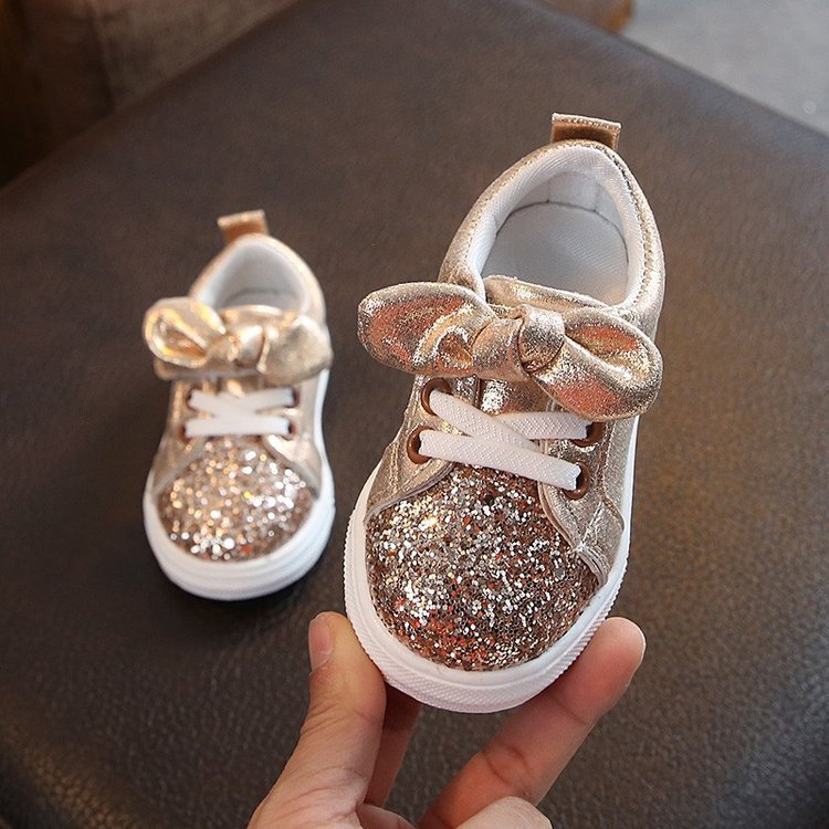 Bright Leather Sneakers Casual Shoes Sports Shoes Bow