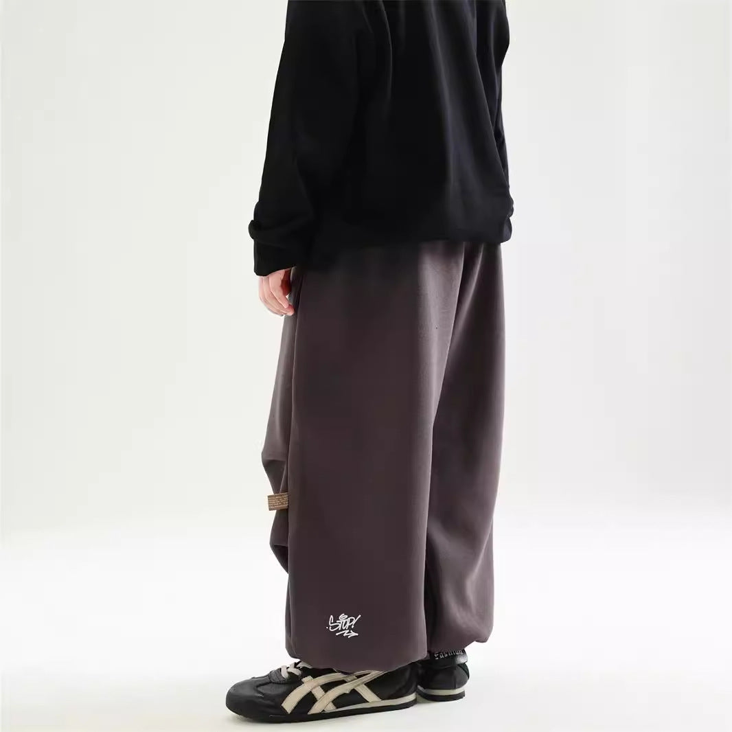 Autumn And Winter Children's Clothing Fleece-lined Casual All-match Loose Knitted Trousers