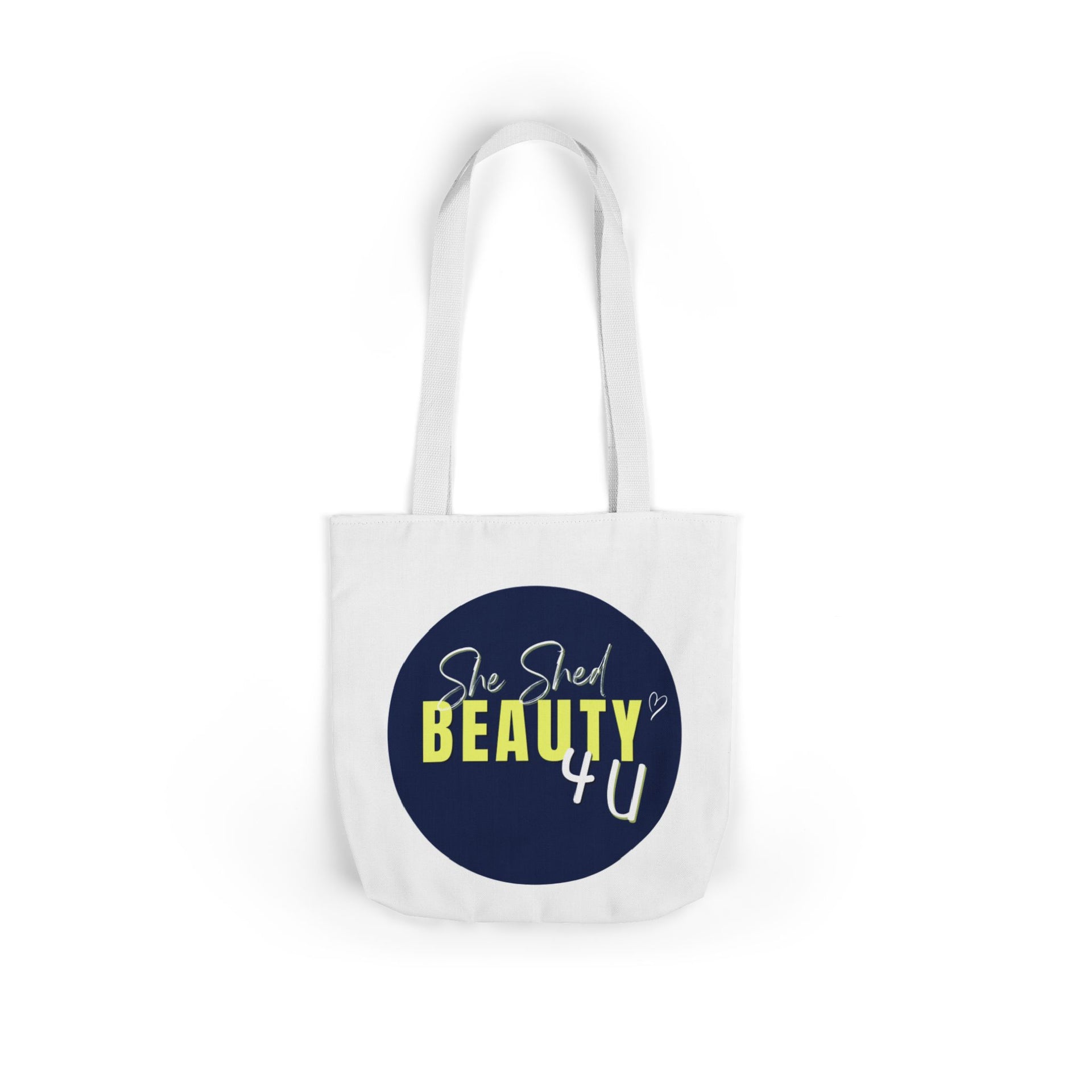 Canvas Tote — "She Shed Beauty 4U" Circle Graphic
