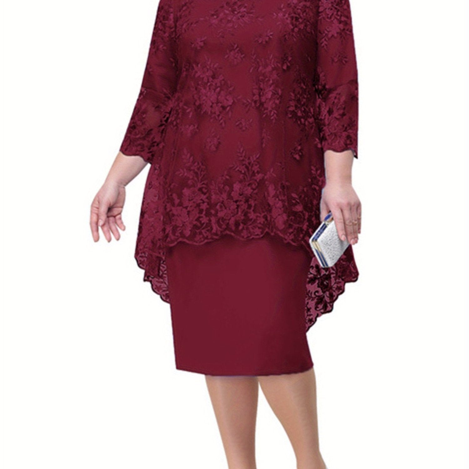 Women's Elegant Lace Two-Piece Evening Dress
