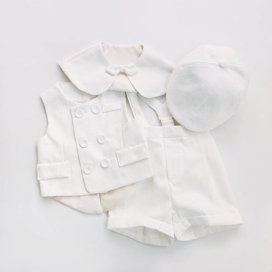 Casual White Children Vest Suit