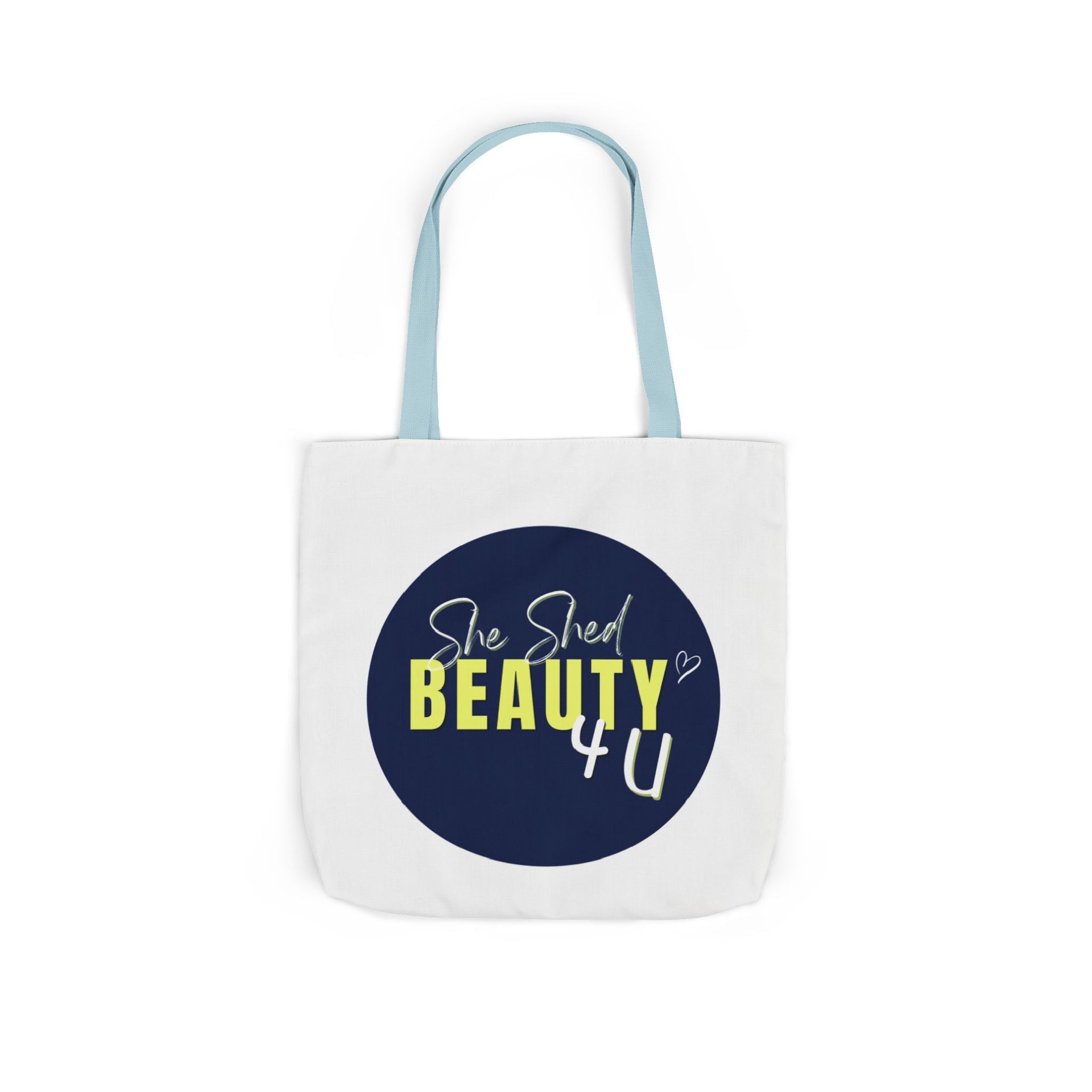 Canvas Tote — "She Shed Beauty 4U" Circle Graphic
