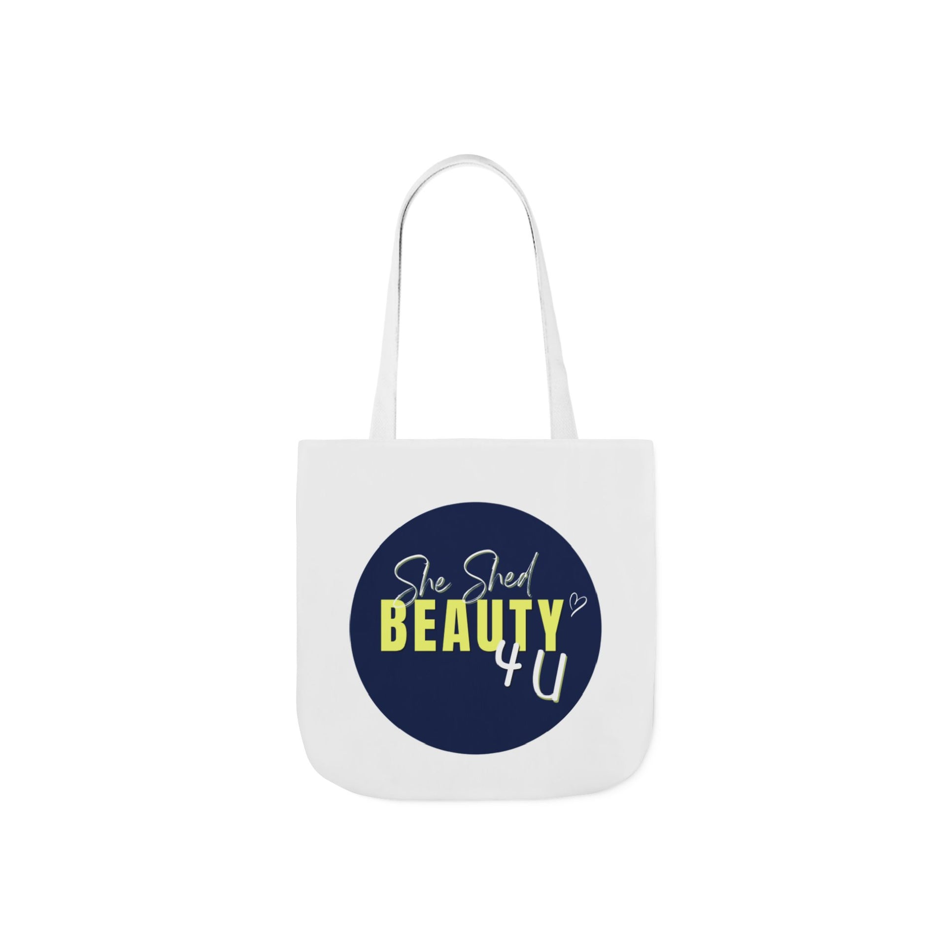 Canvas Tote — "She Shed Beauty 4U" Circle Graphic