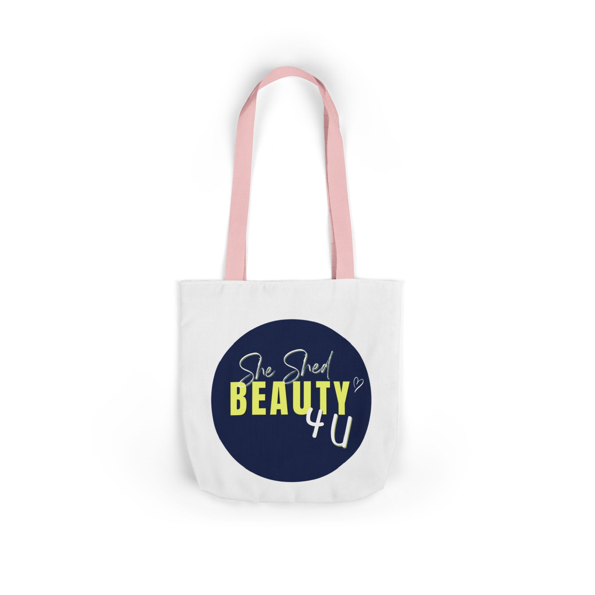 Canvas Tote — "She Shed Beauty 4U" Circle Graphic