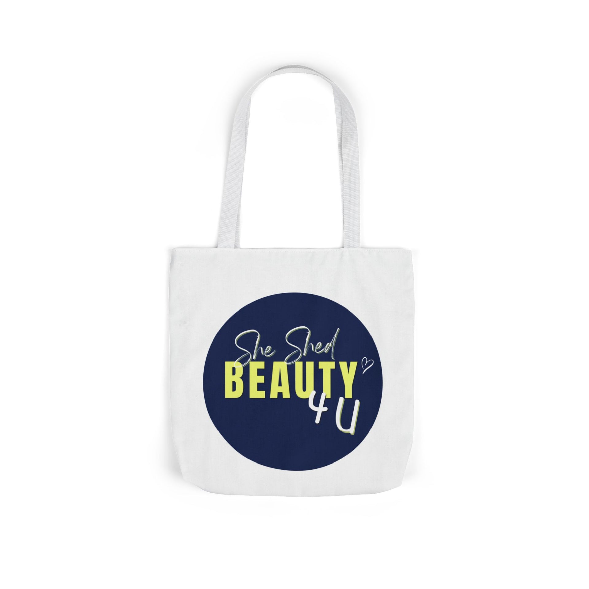 Canvas Tote — "She Shed Beauty 4U" Circle Graphic