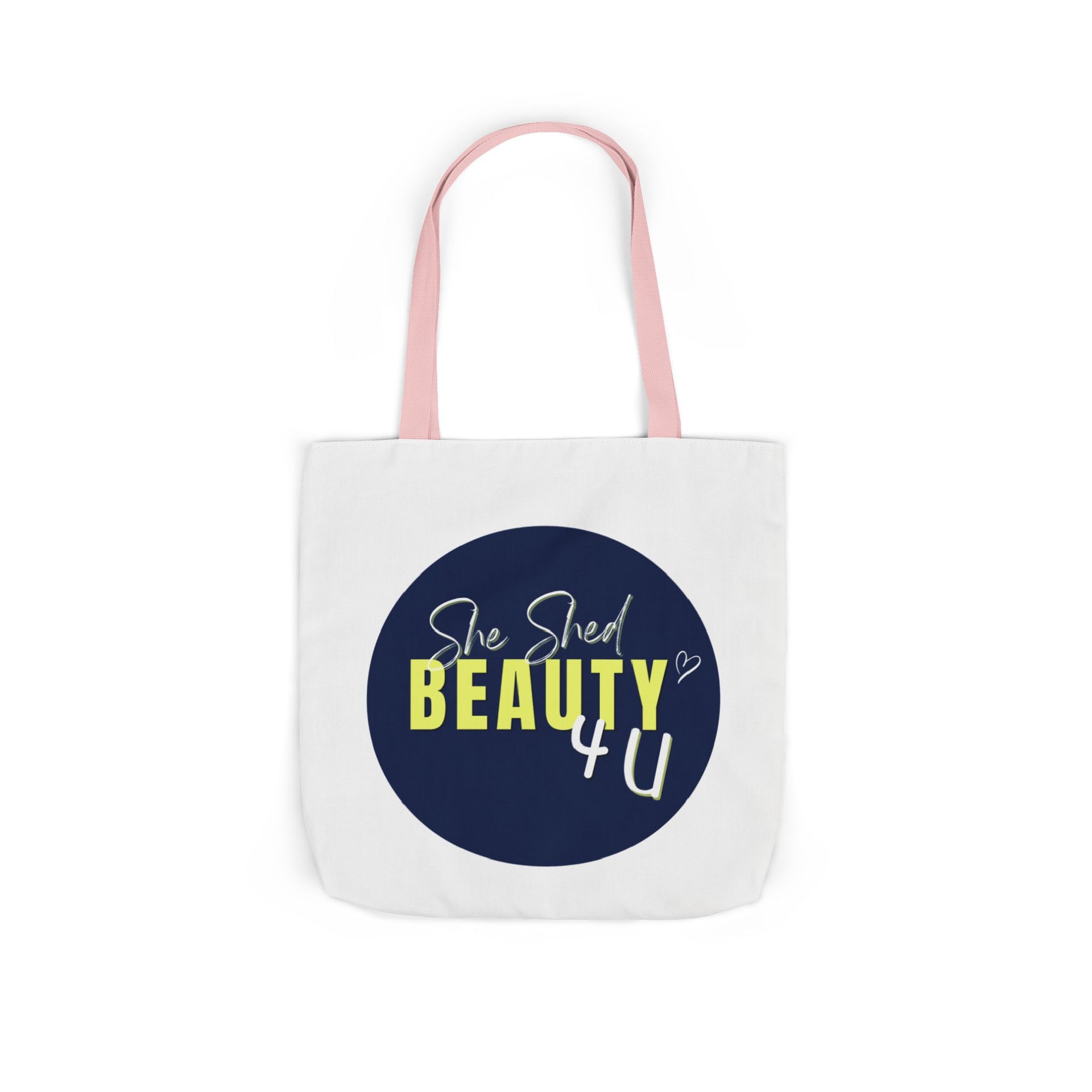 Canvas Tote — "She Shed Beauty 4U" Circle Graphic