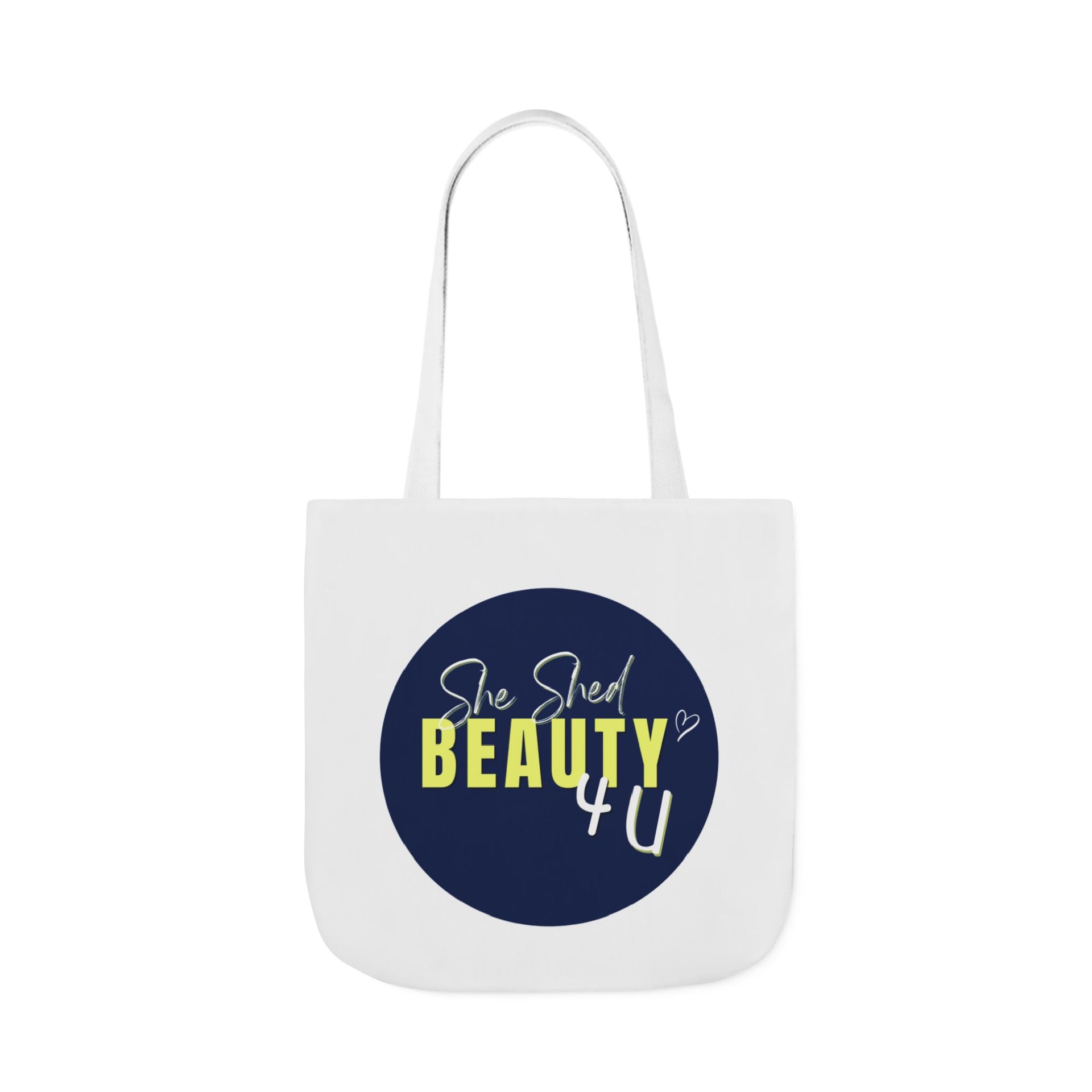 Canvas Tote — "She Shed Beauty 4U" Circle Graphic