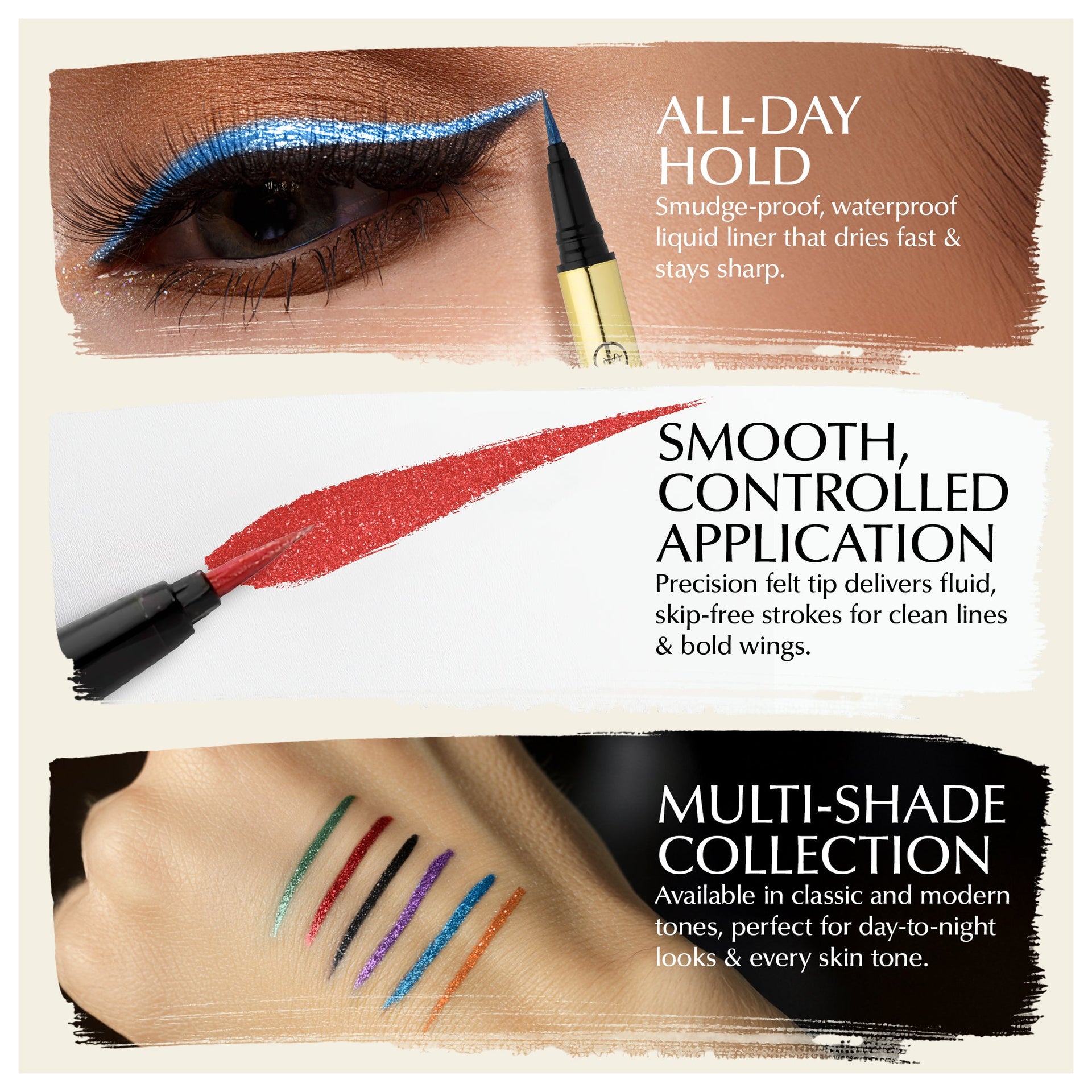 Waterproof Liquid Eyeliner Pen Vegan Smudge Proof Matte Shimmer