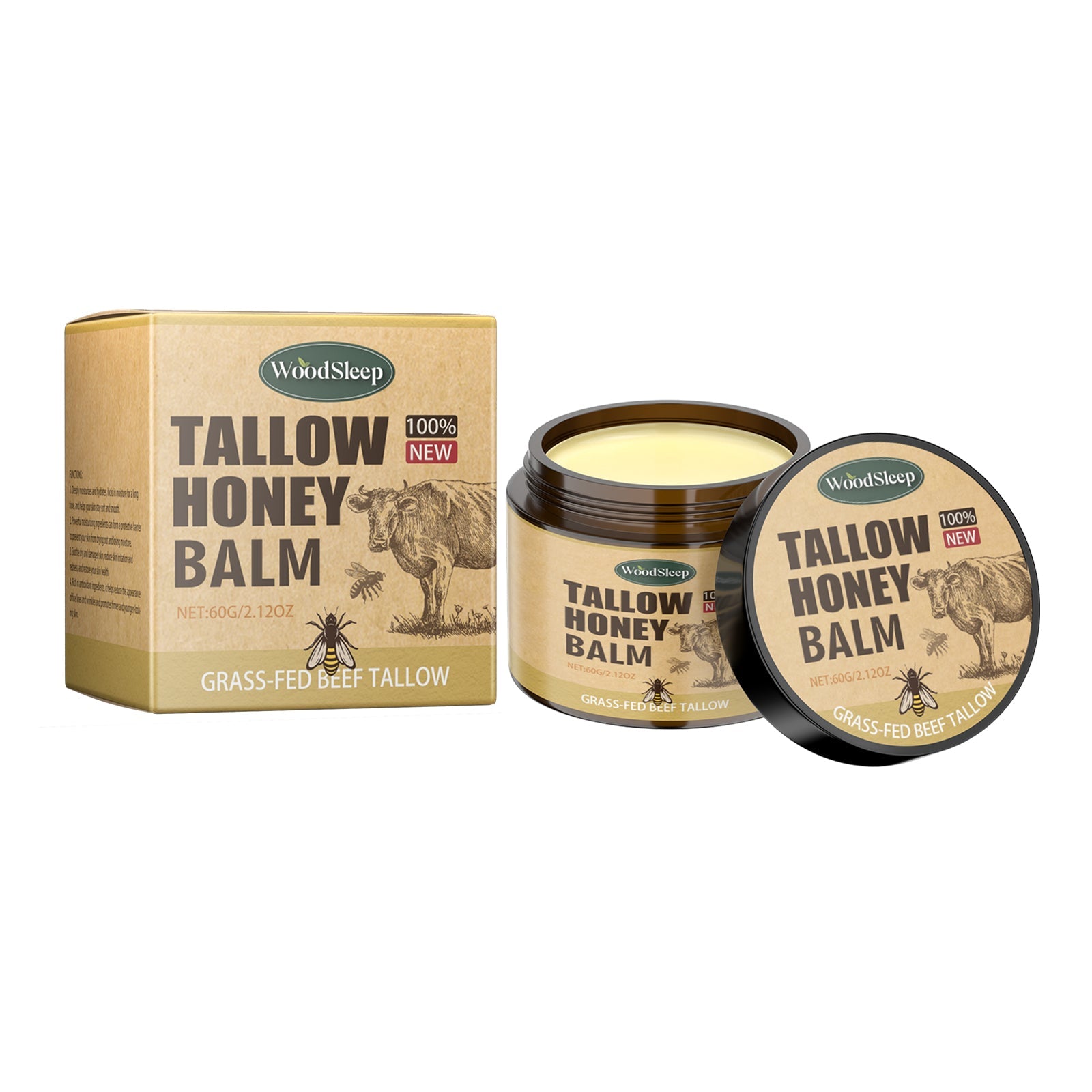Tallow Honey Facial Moisturizer Hydrating Gentle Skin Care Cream