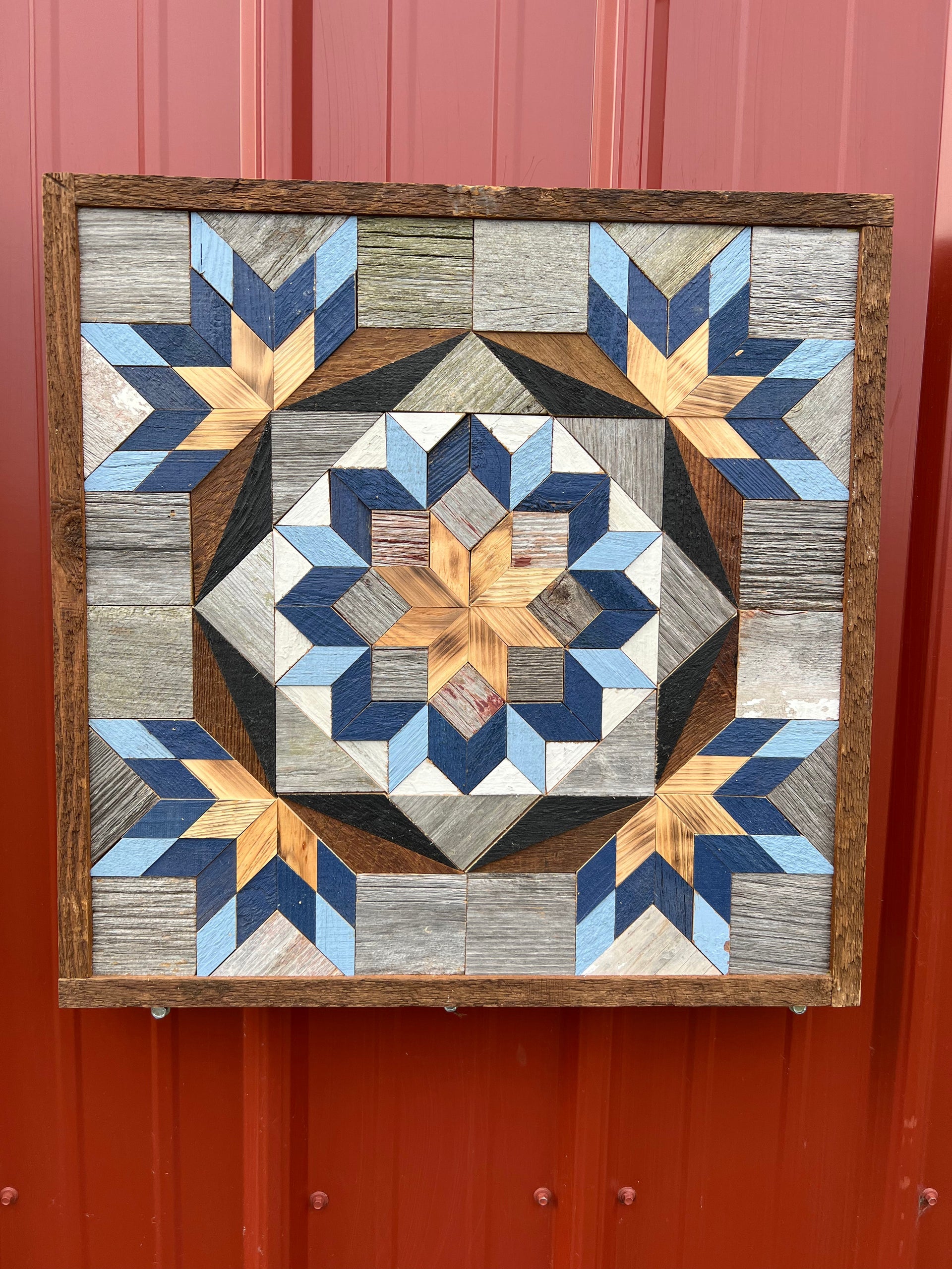 Amish Handmade Barn Quilt Wall Art – Reclaimed Barn Wood – 20.75” x 20.75”