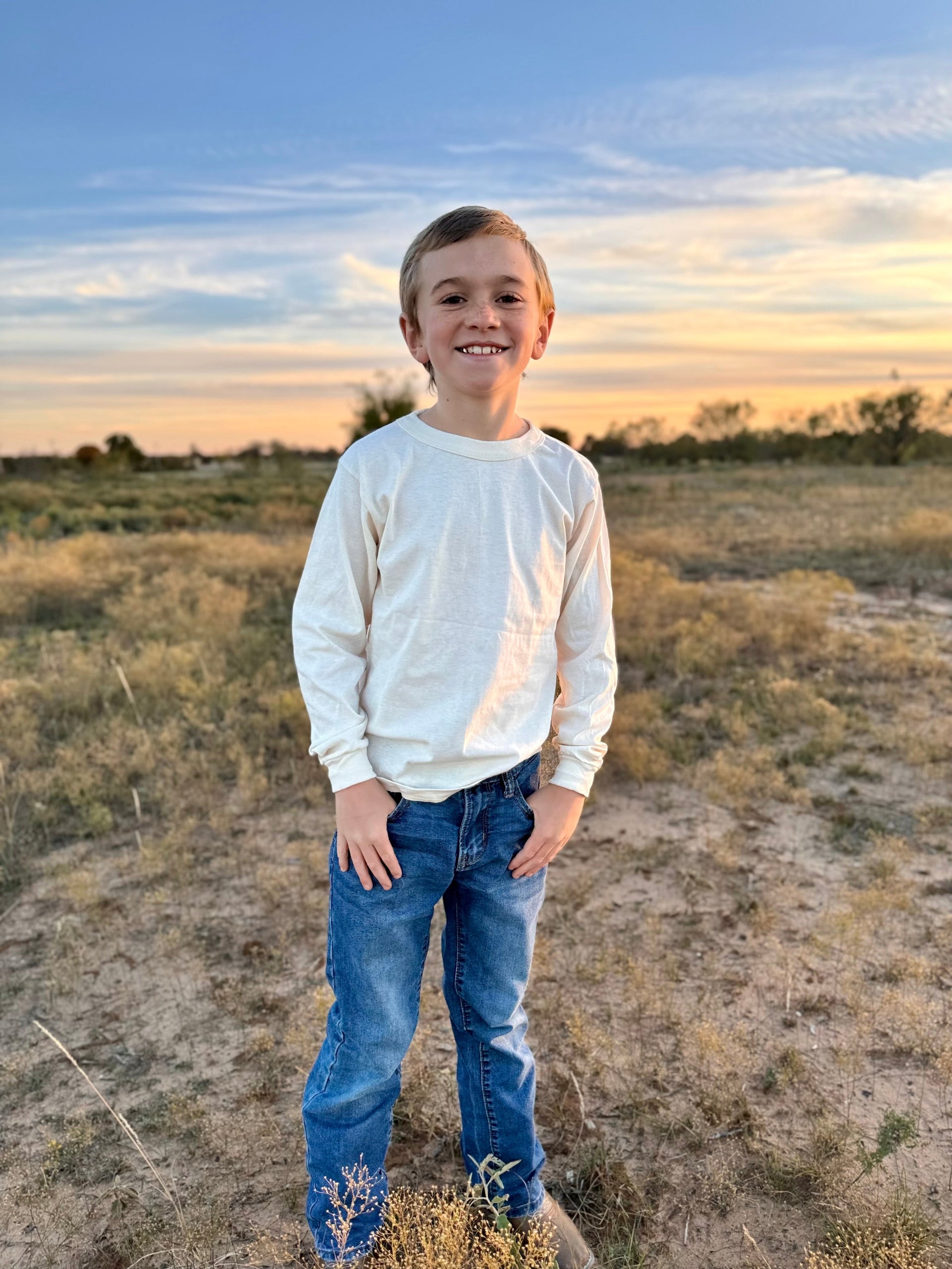 Organic Cotton Long Sleeve Kids T-shirt-Undyed