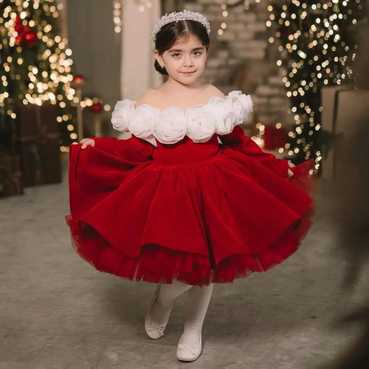 Christmas Princess Dress Children Autumn Long Sleeve Retro