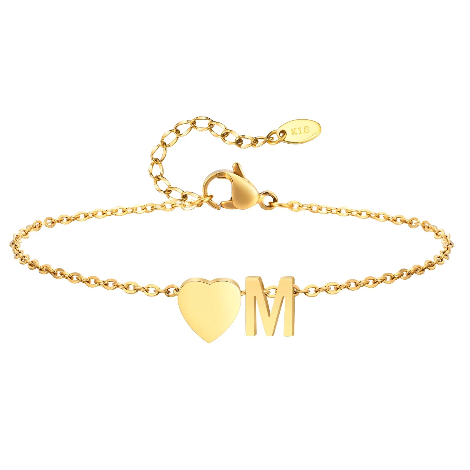 Women Heart Initial Stainless Steel Personalized Anklet Bracelets