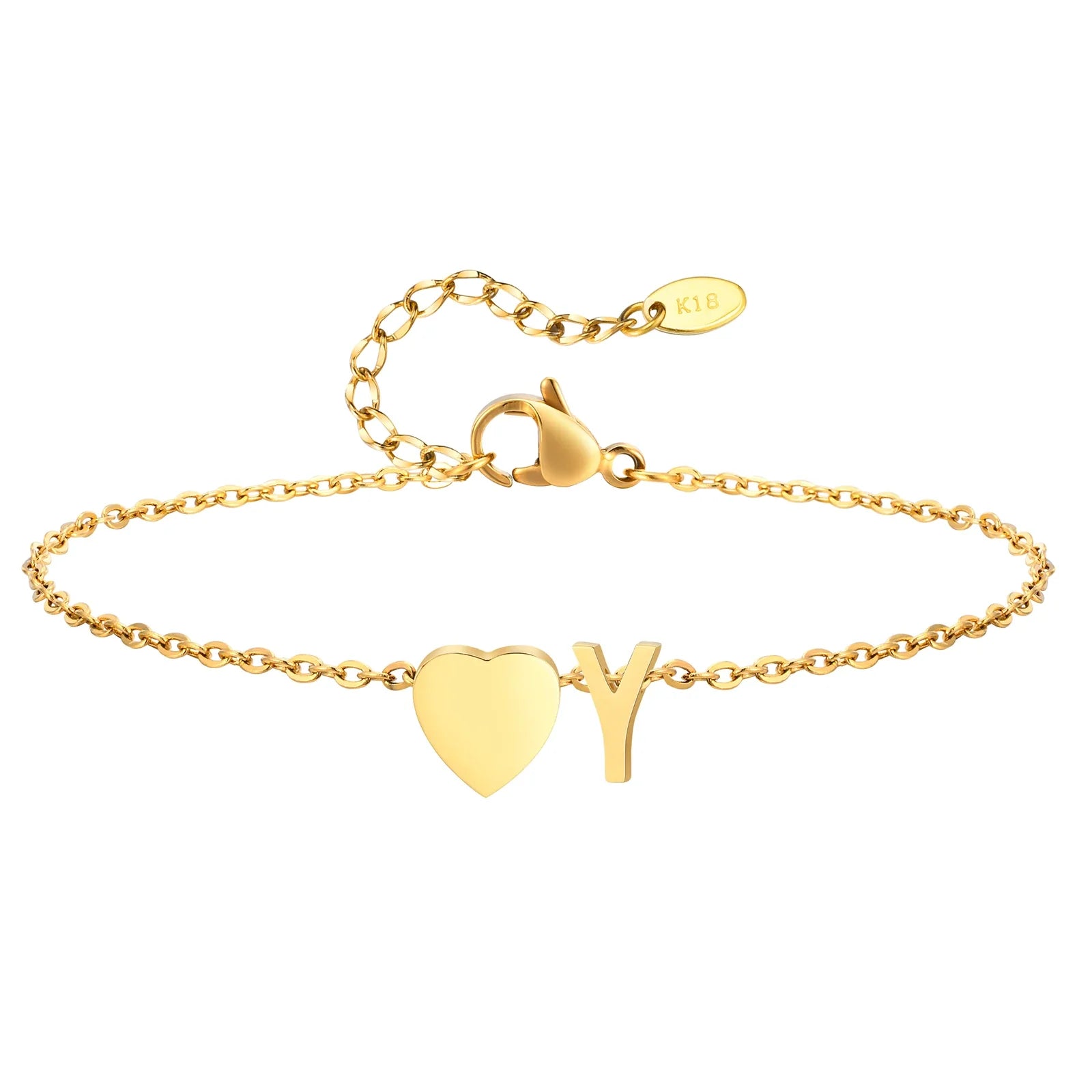 Women Heart Initial Stainless Steel Personalized Anklet Bracelets