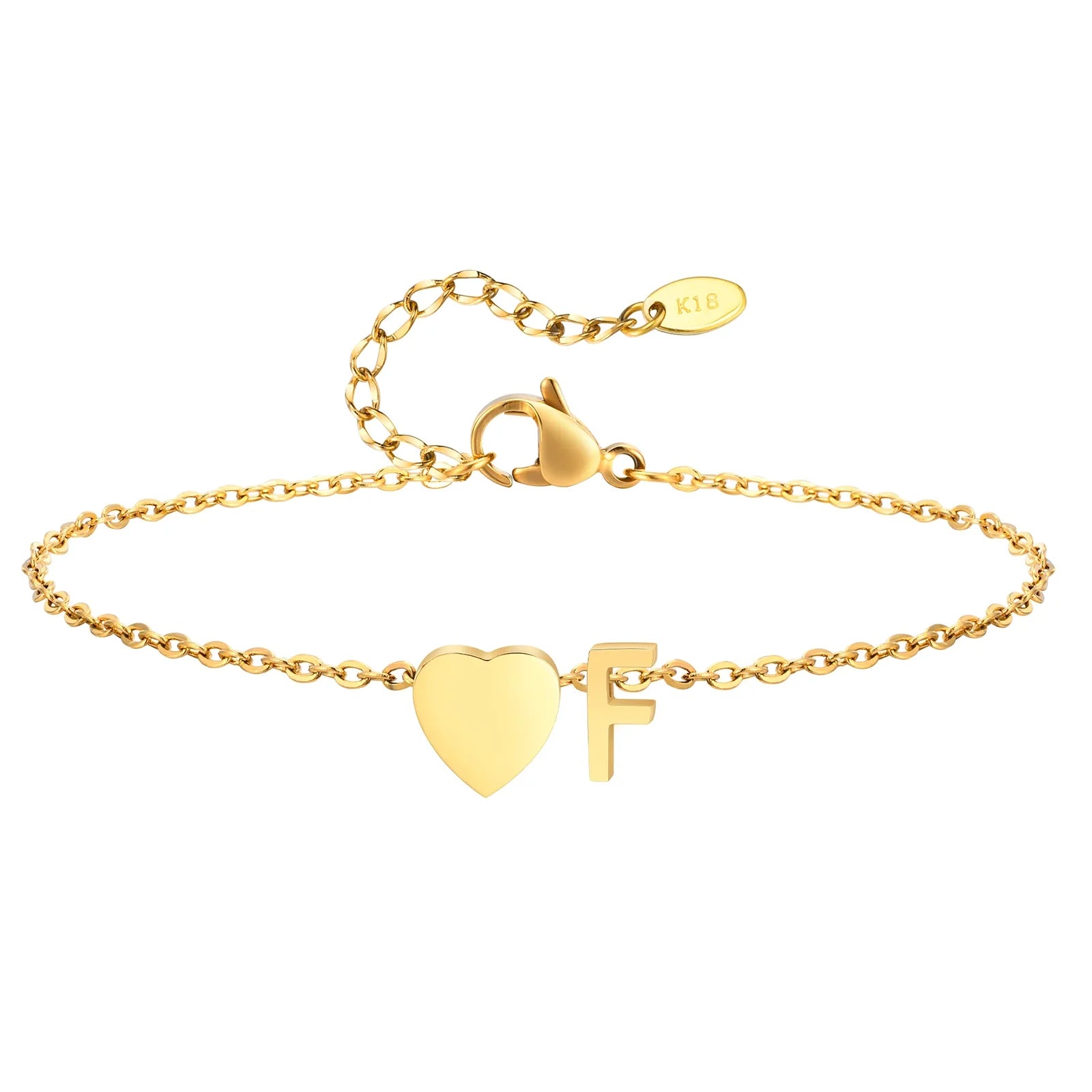 Women Heart Initial Stainless Steel Personalized Anklet Bracelets
