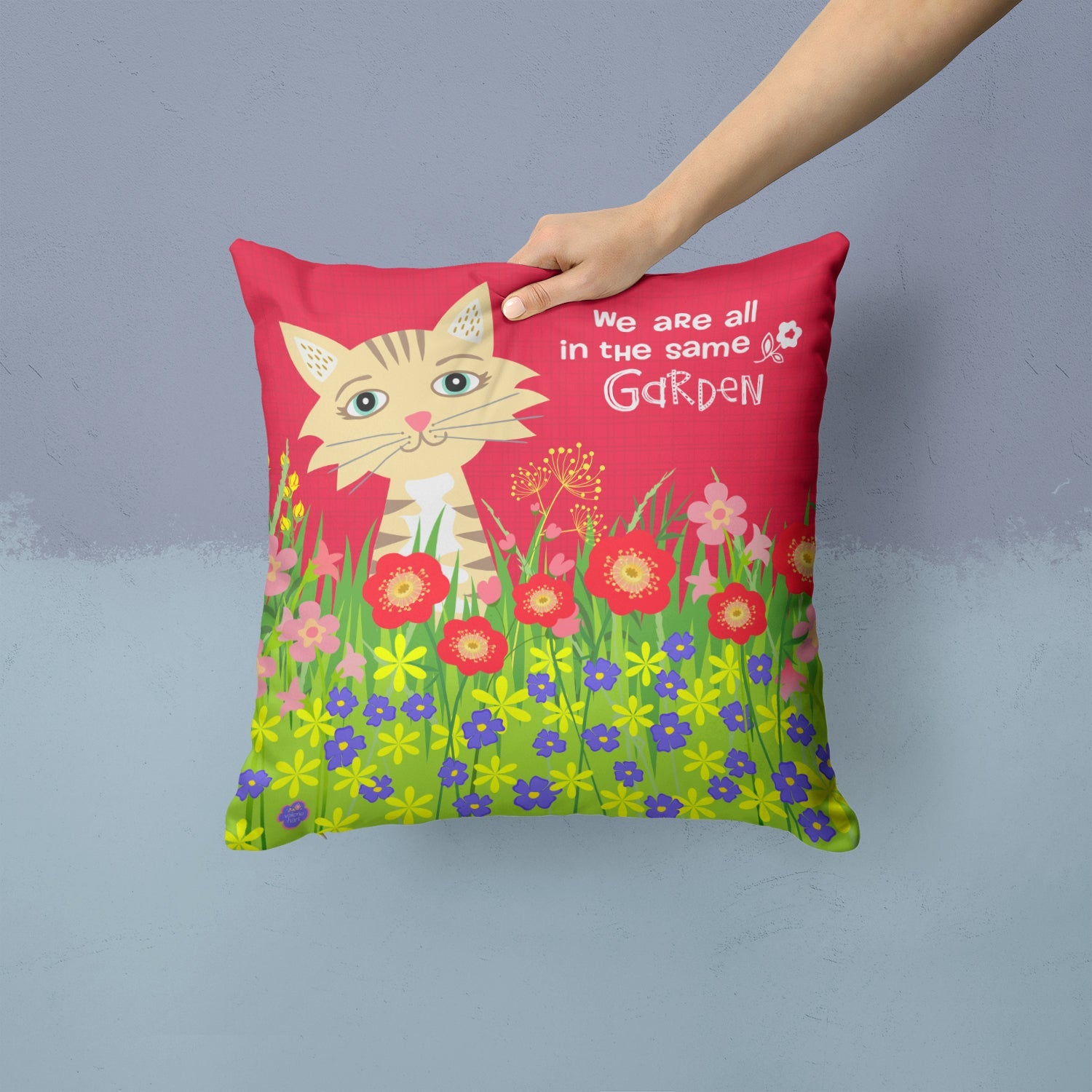 Garden Cat Throw Pillow - 14x14 Decorative Pillow – Art for Your Home & Patio VHA3009PW1414