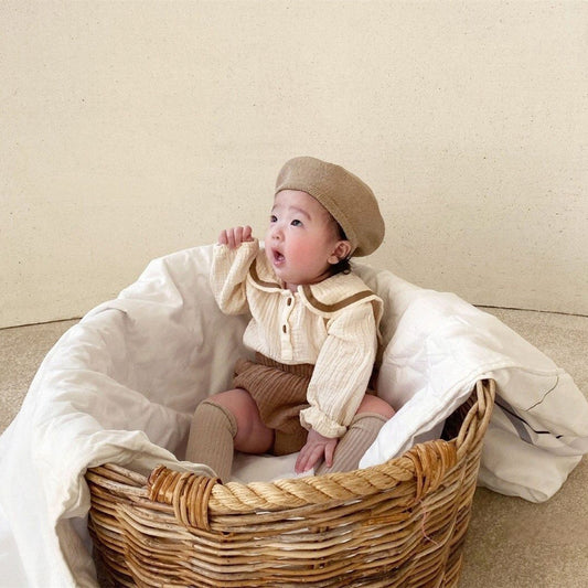Baby Lapel Top Bread Pants Suit