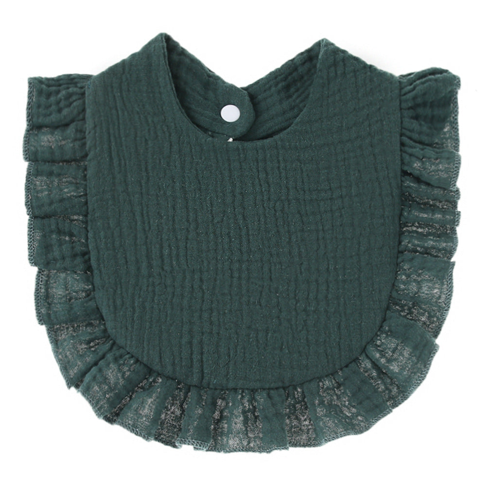 Ruffled Cotton Gauze Lace Bib Saliva Pocket