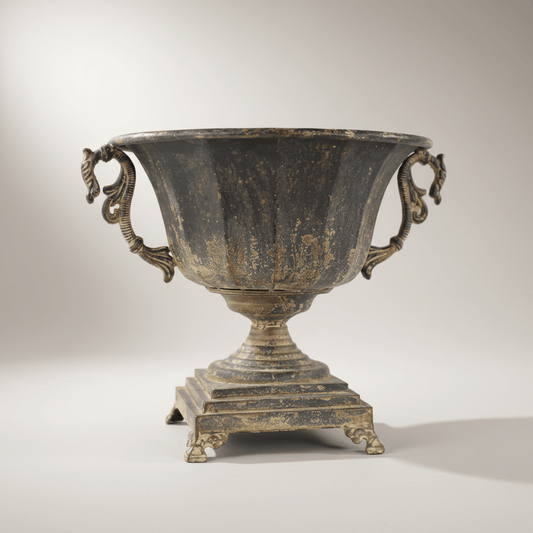 Antique Decorative Urn in Distressed Metal