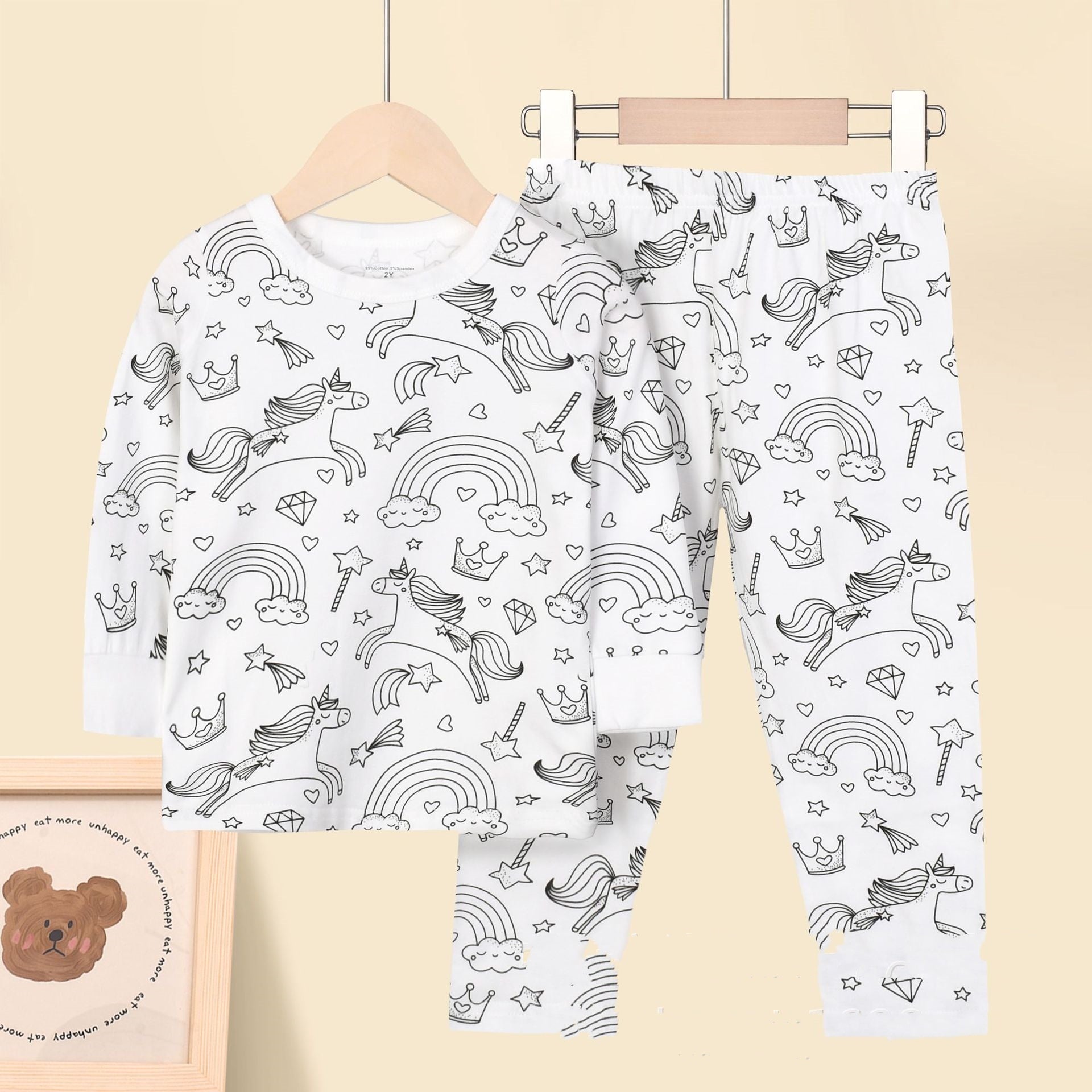 Girls Sketch Coloring Comfortable Children DIY Hand Drawing Suit