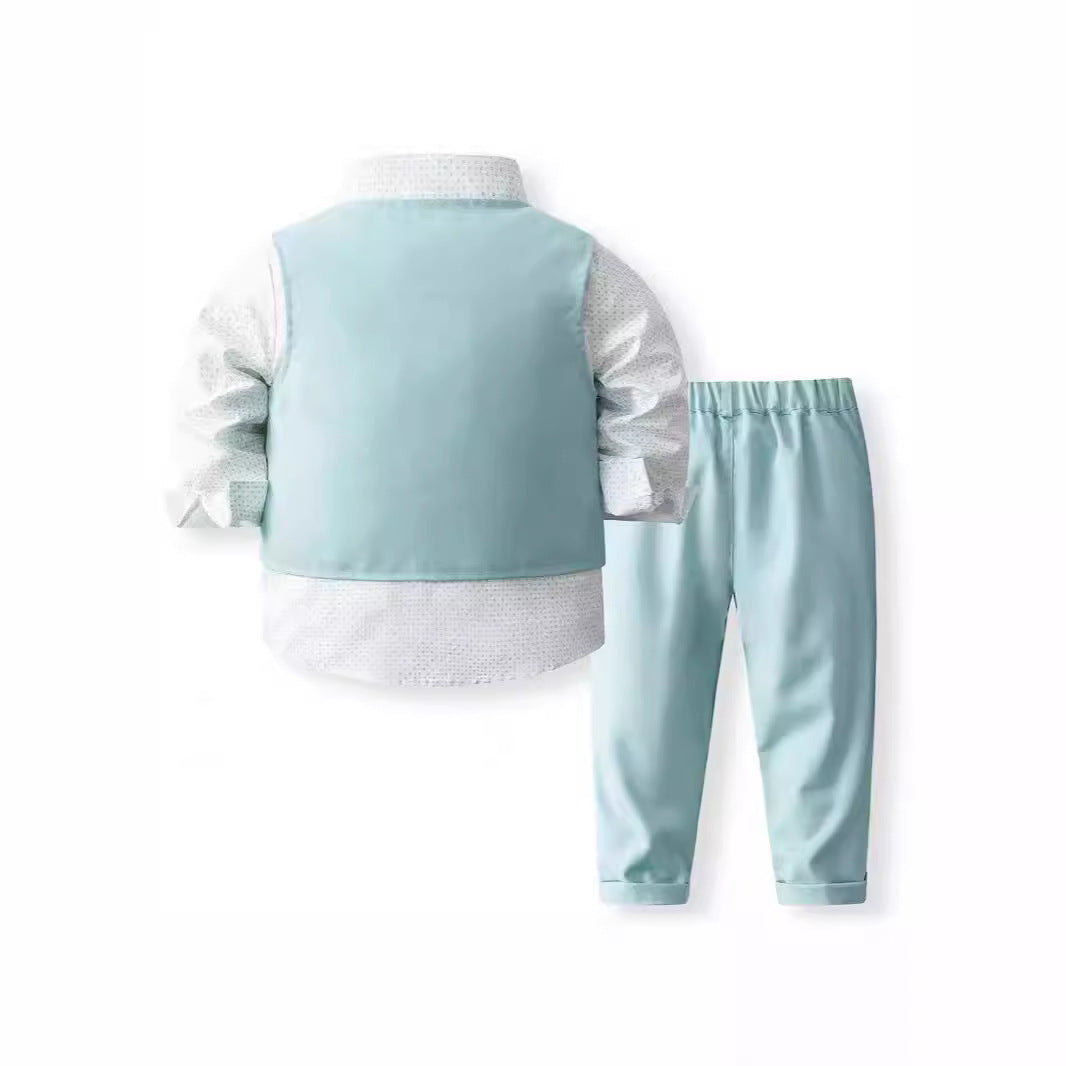 Boy's Waistcoat Suit Spring And Autumn Flower Girl Wedding Clothes Suit