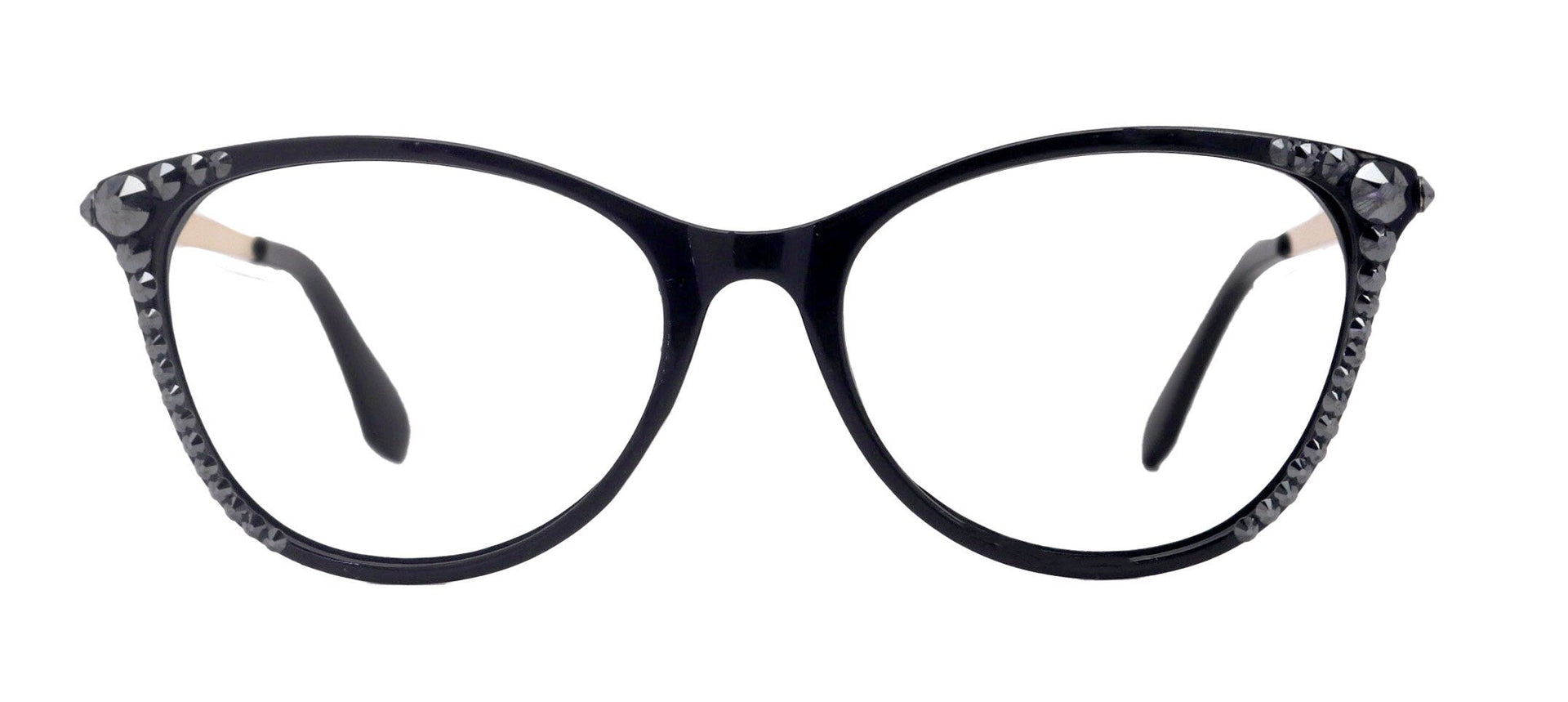Cattitude Bling Reading Glasses 4 Women W Hematite Genuine European Crystals, Magnifying Cat Eye  NY Fifth Avenue