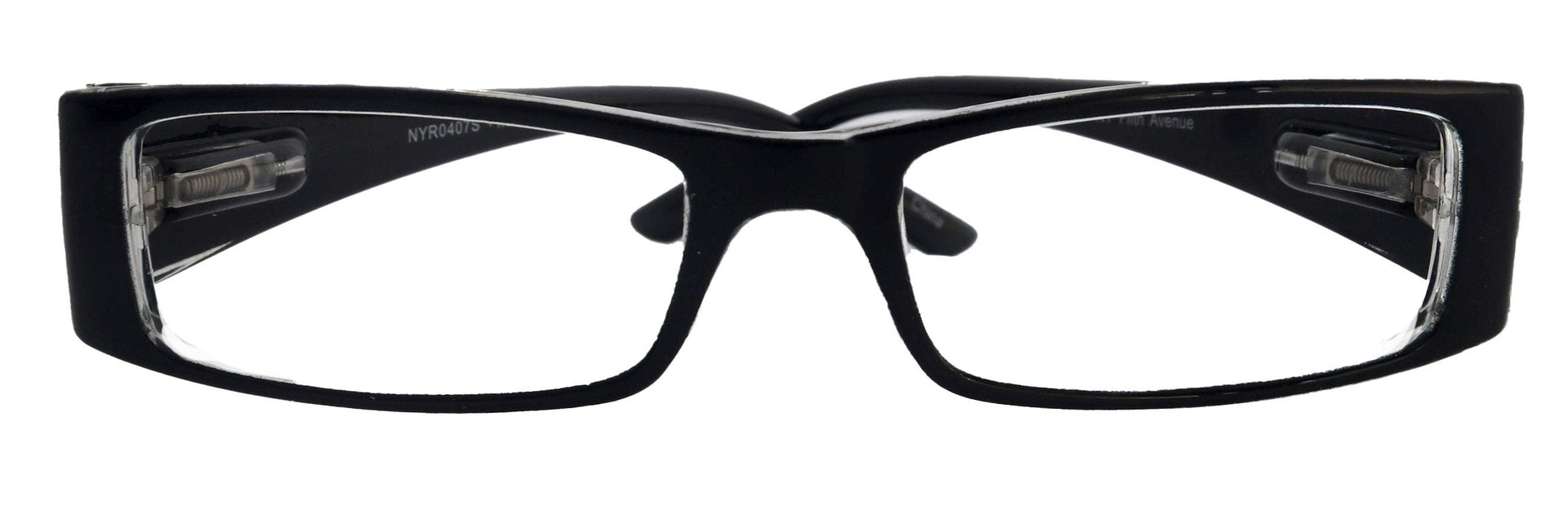 The French (Fleur De  Lis) Bayonetta-style, Black rectangular High-End Women Reading Glasses Spring temple  Optical Frame  NY Fifth Avenue