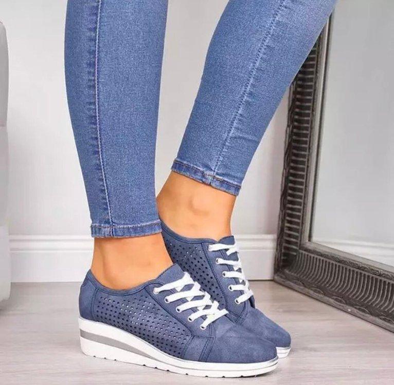 Women Fashion Breathable Platform Shoes Lightweight Non Slip Tennis High Fashion Comfy Fashion Breathable Girls Comfort Casual Lace Up Woman Walking Shoes
